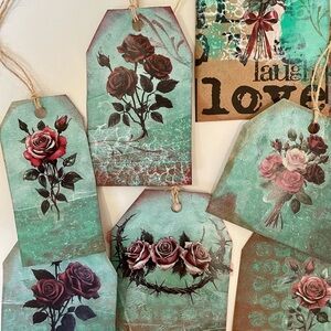 10 Rustic Rose hang tags